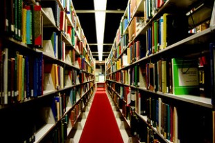 biblioteca piena di libri