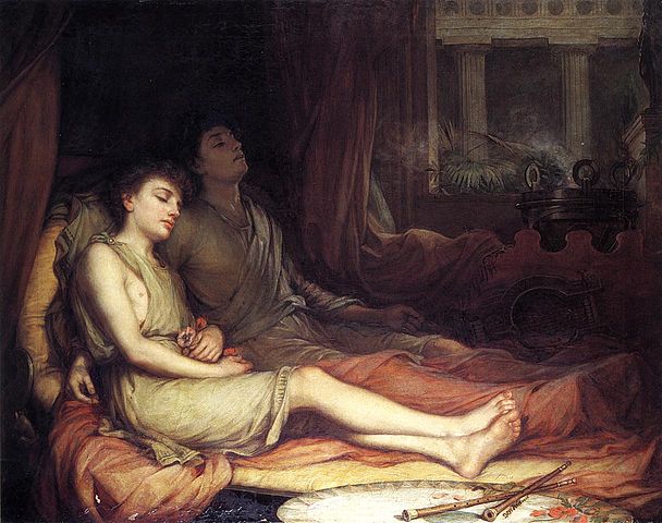 Personificazione della Morte e di suo fratello Sonno, raffigurati come due fanciulli addormentati.